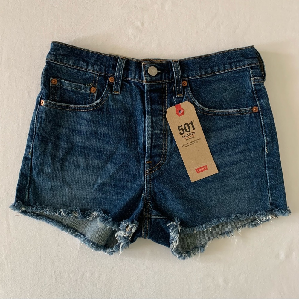 Levis 501 High rise dark denim Shorts New with tag